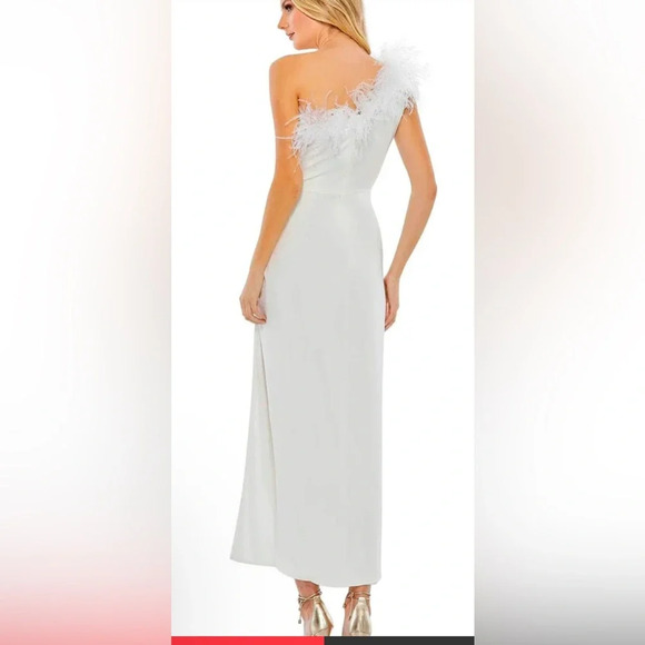 Mac Duggal A68147 - Feathered One-Shoulder Dress NWT - Picture 3 of 8